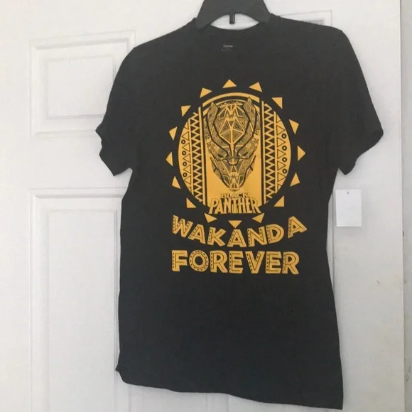 Marvel wakanda graphic black and yellow short sleeve shirt - Picture 1 of 4